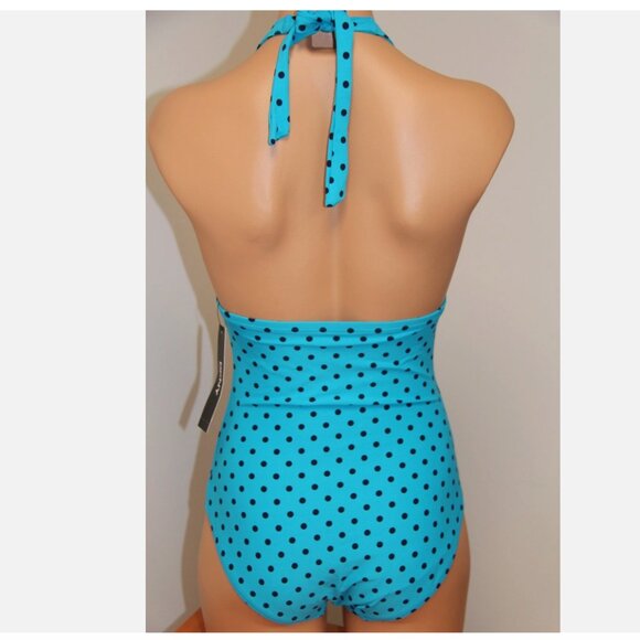 New DKNY Donna Karan Swimsuit 1 one piece size 6 Capri Halter Dots - Picture 6 of 6